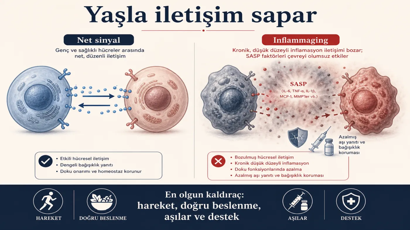 Yaşla yangı artışı ve iletişim sapması — şema