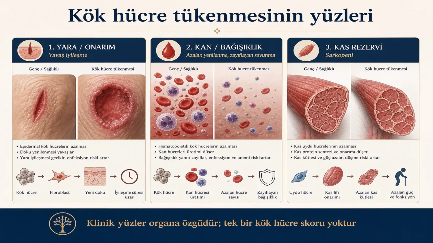 Kök hücre tükenmesinin klinik yüzleri — şema
