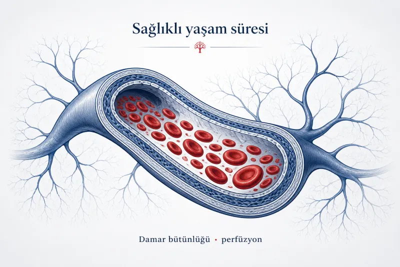 Sağlıklı yaşam süresi ve damar bütünlüğü — temsili bilimsel görsel